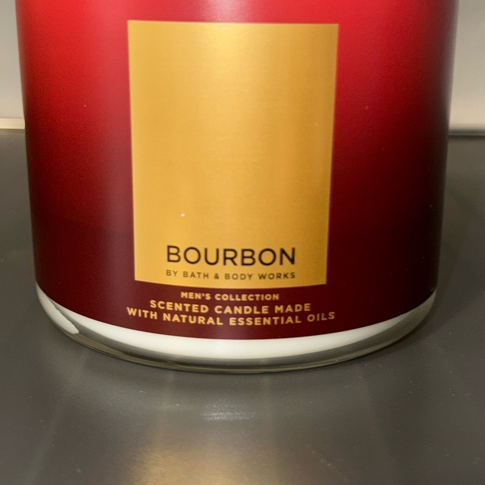 Bath & Body Works Bourbon Scented Candle 
~KEYNOTES IN LAST PIC~